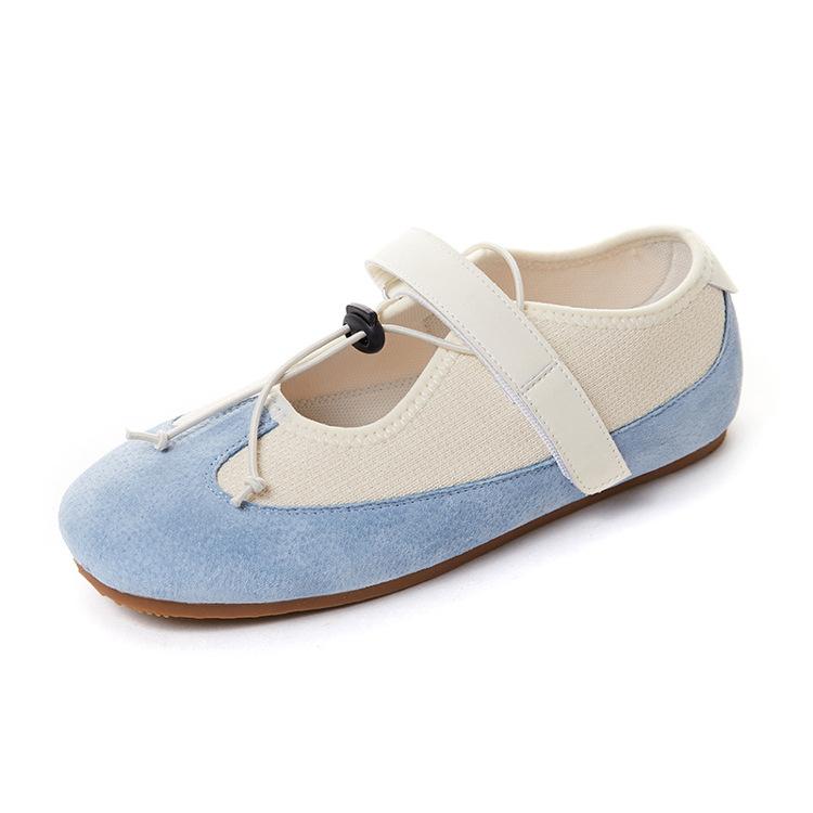 Mary Jane women's shoes spring and summer new leather soft-soled ballet shoes versatile, ugly and cute Velcro women's shoes