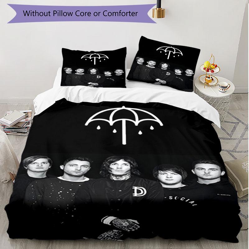 3pcs Duvet Cover Set (1*Duvet Cover + 2*Pillowcase, Without Core), Bring Me the Horizon Print Soft All‑Season Bedding Set, Home Bedroom Decor Gift