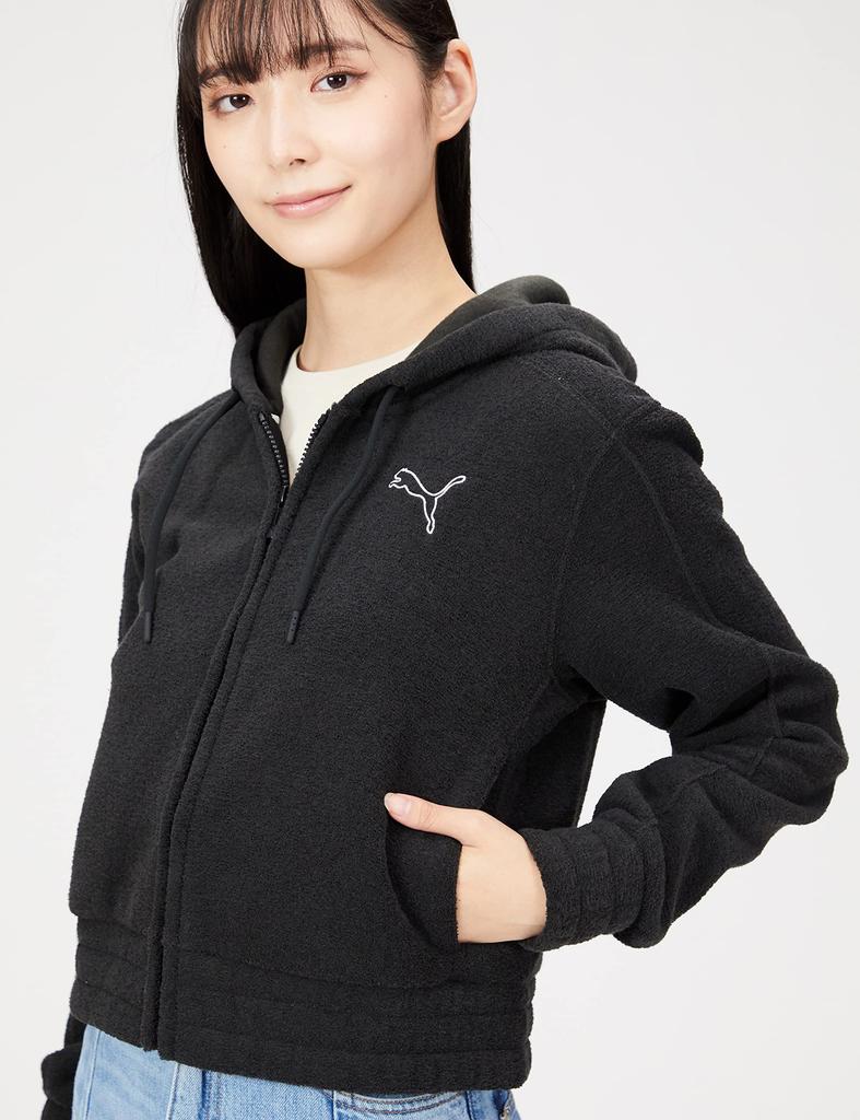 PUMA HER Winterized Hooded Short Length 2022 Black Size M Jacket, Sweatshirt, 672349, Women's, Fall/Winter Color, (01),