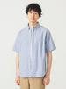 Beams Men's S/S Stretch Emblem Button-Down Shirt, SAX L
