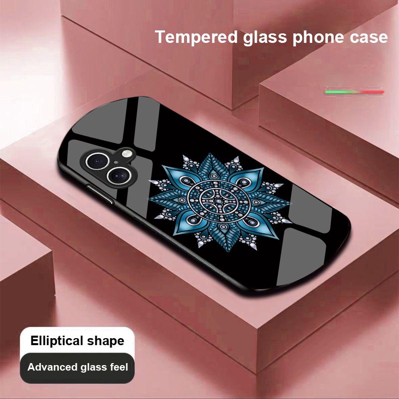 Geometryczny Wzór Dla Apple IPhone 16 11 13 15 14 Pro Max 12 Mini 7 8 Plus XR XS Etui na Telefon z Hartowanego Szkła o Eliptycznym Kształcie