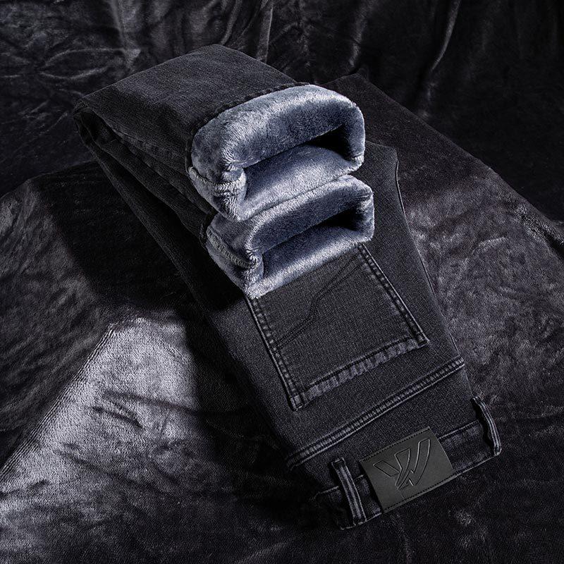 New high-end velvet thickened cloud mist flannel jeans loose straight elastic cotton pants to keep warm