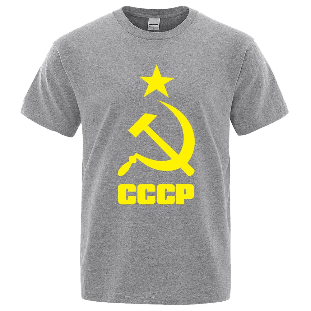 CCCP Russian T Shirts Men USSR Soviet Union Man Short Sleeve Tshirt Moscow Mens Tees Brand O Neck Tops Clothing Shirt