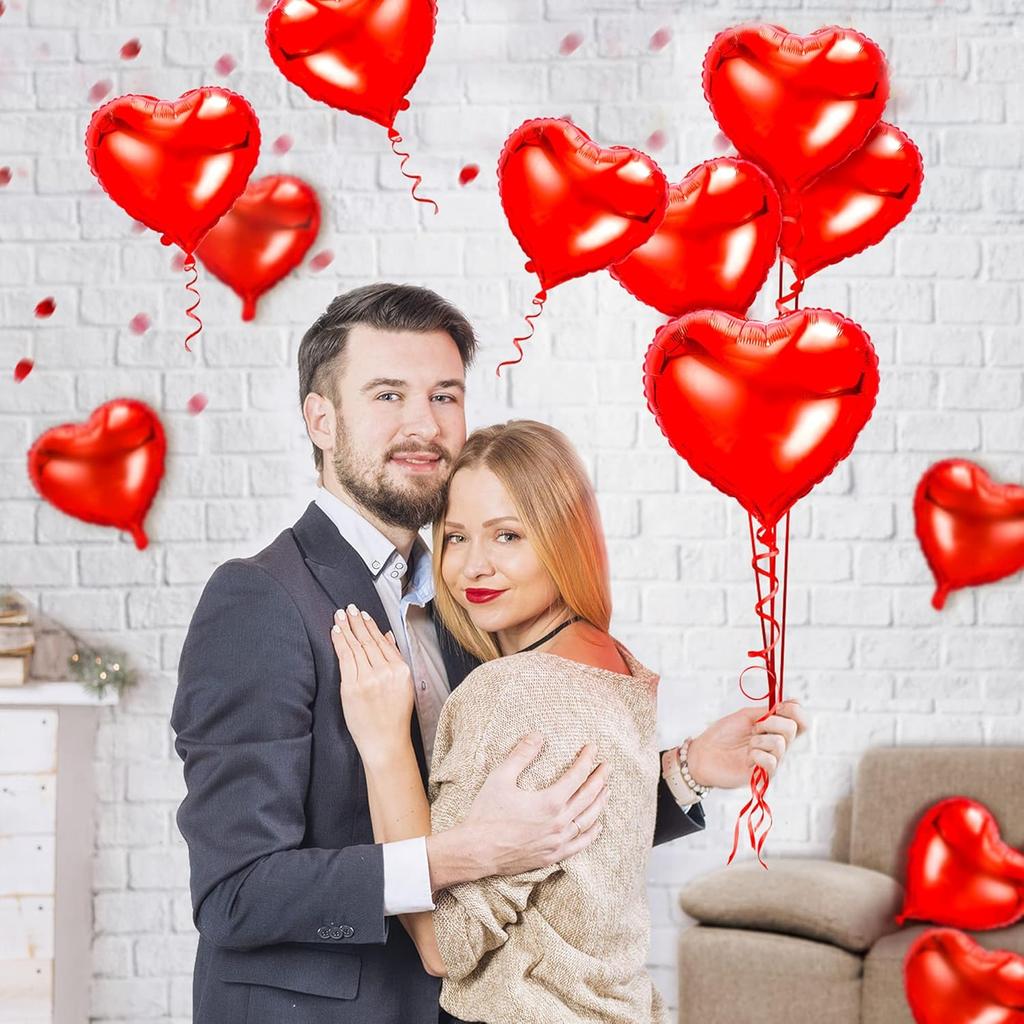 10-50Pcs 10In Heart Shaped Foil Balloons for Valentines Decoration Marriage Engagement Anniversary Party Romantic Occasions