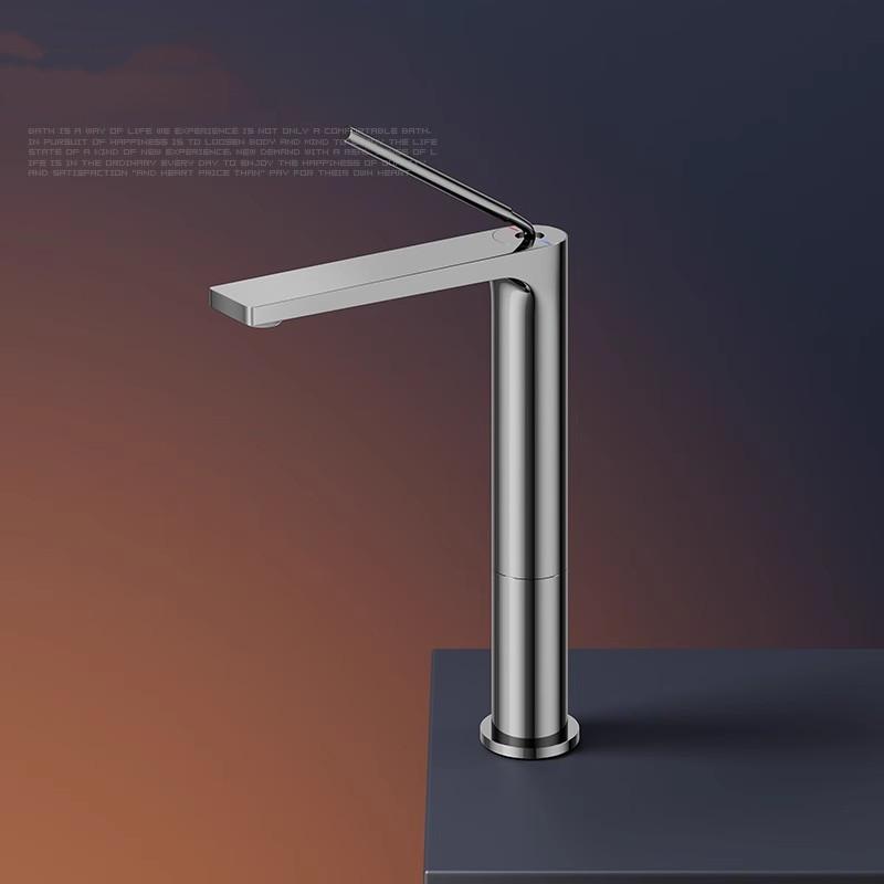 Bathroom Basin Faucet Hot & Cold Bathroom Gray Sink Faucet Deck Mounted Lavotory Faucet Mixer Water Tap