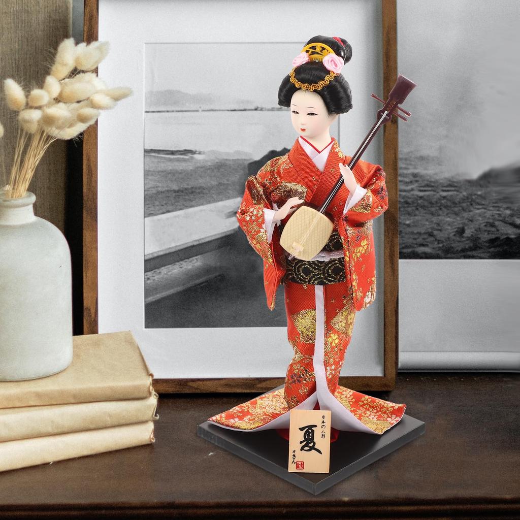 TOYMYTOY Japanese Traditional Geisha Kimono Decorated Flat Base Stable Ideal for Home Perfect As a Japanese Souvenir or Gift 12.60-inch Doll, Doll,