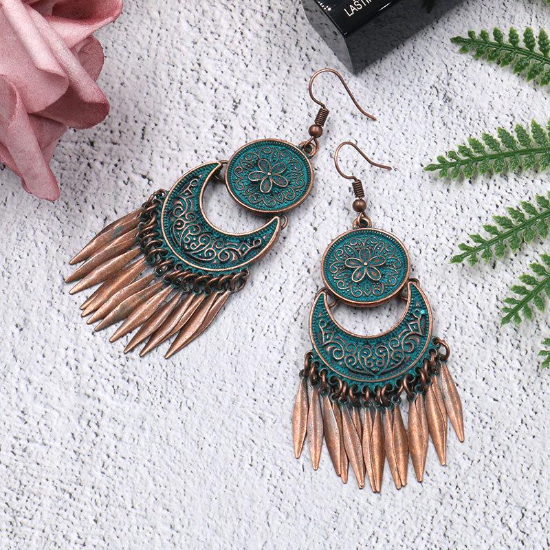 SCIONE Fashionable Flower Earrings Ladies Metallic Tassel Pendant Earrings Charm Earrings