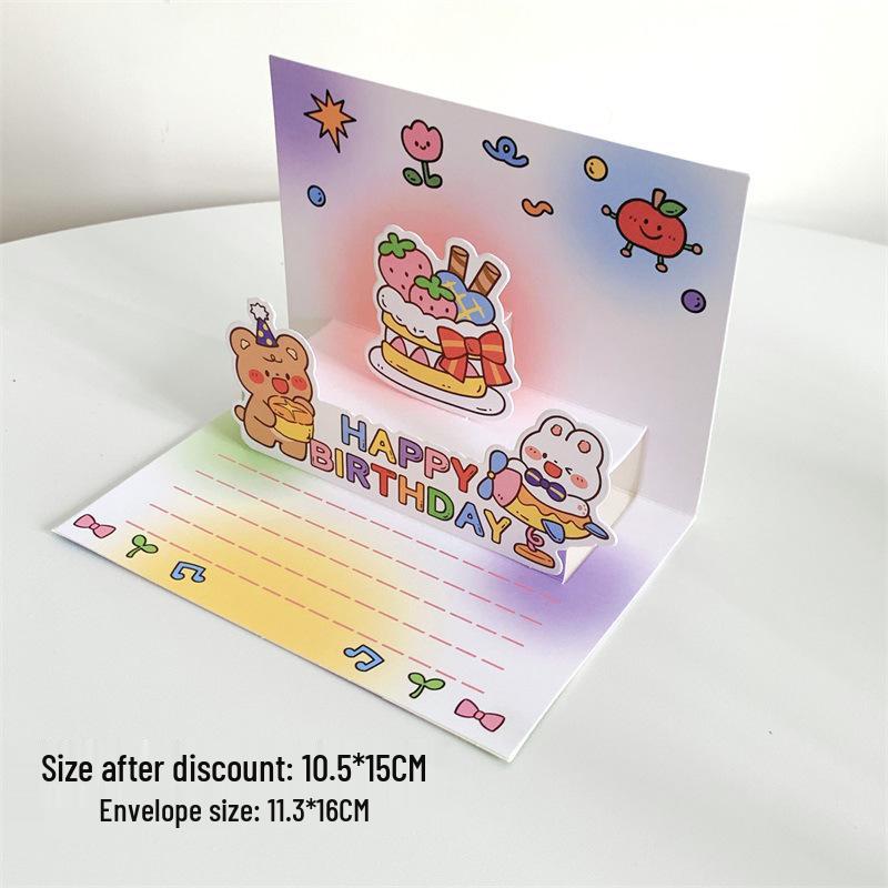 Детский День 3D Pop-up Открытка-Животное на День Рождения - Милая Мультяшная Открытка с Поздравительным Сообщением