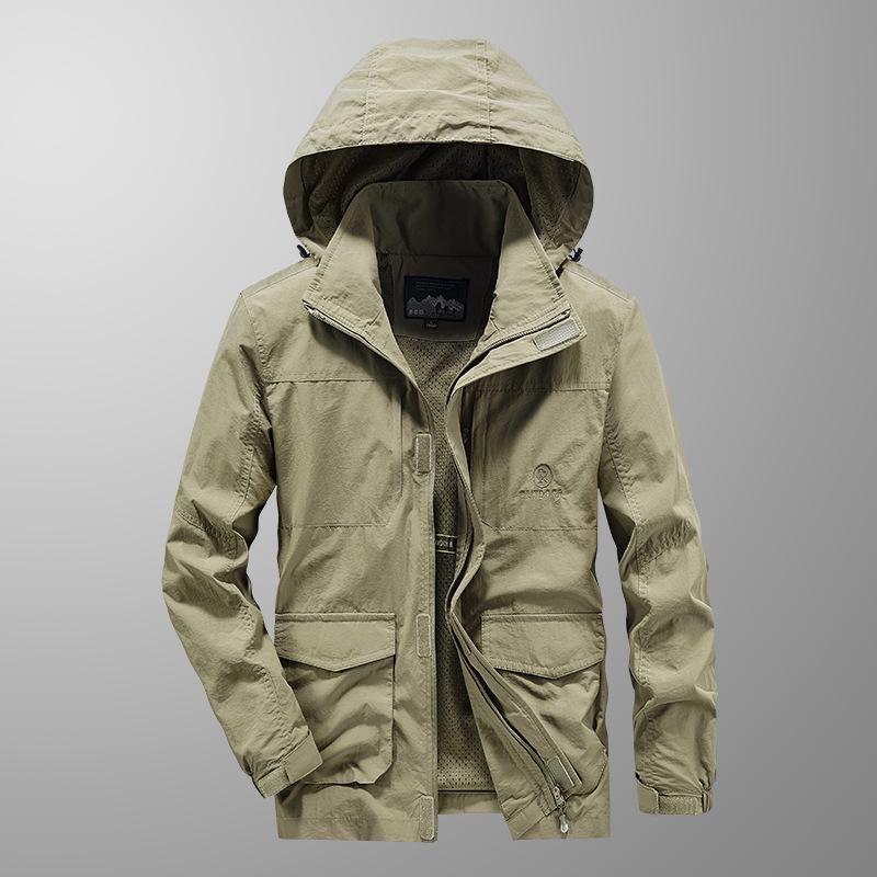 Men's Windproof Quick-Dry Outdoor Jacket - Spring/Autumn Loose Fit, Plus Size, Thin Style for Hiking and Casual Wear