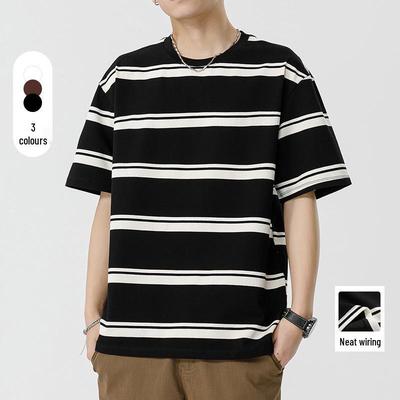 Kunhai Pengyun Men's Japanese Striped Short-Sleeve Casual T-Shirt