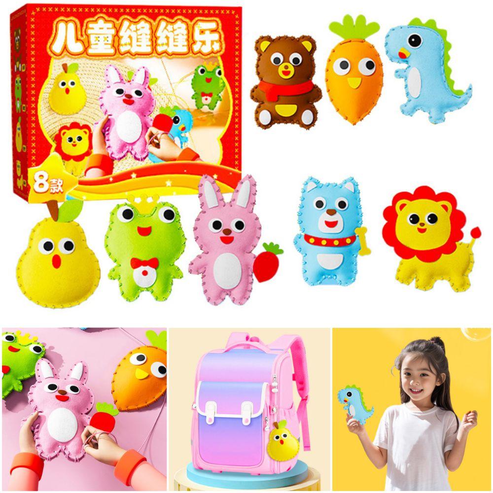 Hand-eye Coordination DIY Sewing Toy Multicolor Doll Sewing Material Kit Cartoon Animal Doll  Gift