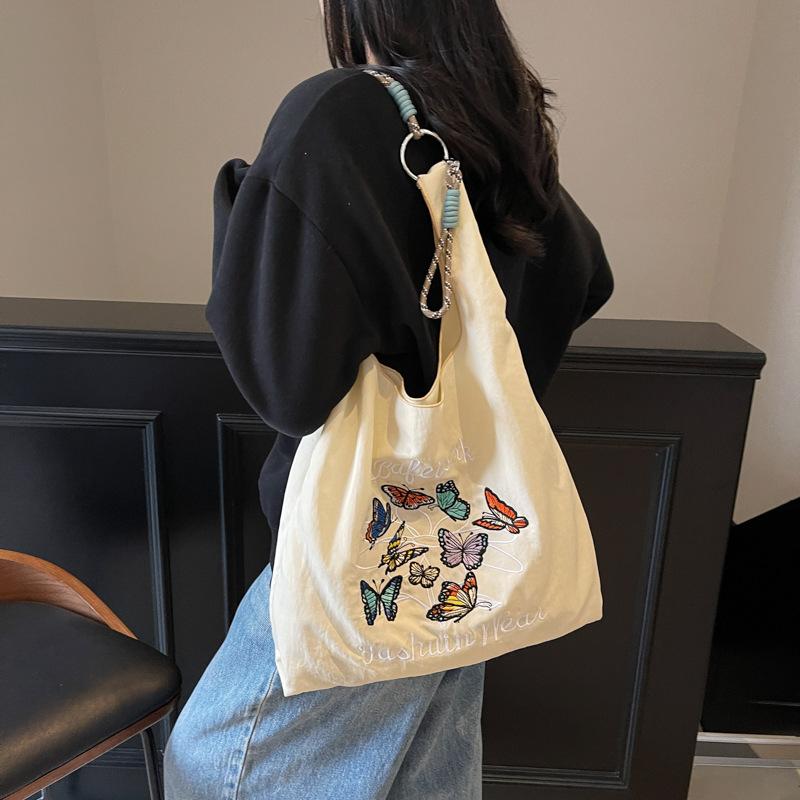 Embroidery Large-capacity New Versatile Personalized Large-capacity Tote Bag Women's Leisure Foreign Style To Work Commuting Shoulder Bag
