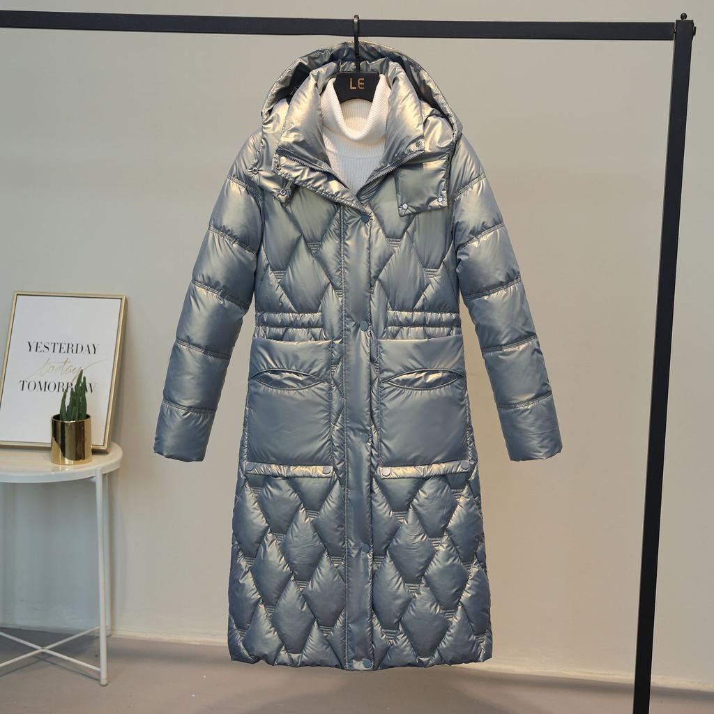 Buzunar mare, cu glugă, cu șnur, rezistentă la vânt, de lungime medie, din bumbac, haină pufă, îmbrăcăminte de iarnă