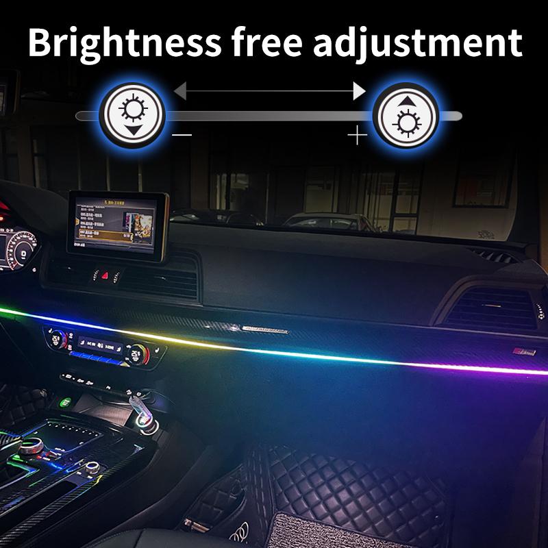 Car LED Ambient Light USB 64 Colors Acrylic Strips 110cm Full Colors RGB Car Interior Hidden App Remote Control Atmosphere Lamp