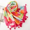 Ladies Scarf Thin Yarn Silk Scarf Spring and Summer Colorful Flower Fringed Shawl