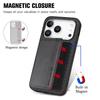 For iPhone 17 Pro Case RFID Blocking Carbon Fiber Leather Phone Back Cover with Card Holder