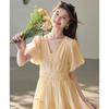 26 Year New Bubble Sleeve Princess Style A-line Skirt, Elegant and High-end Summer Dress, V-neck Slimming Fairy Dress, Dress