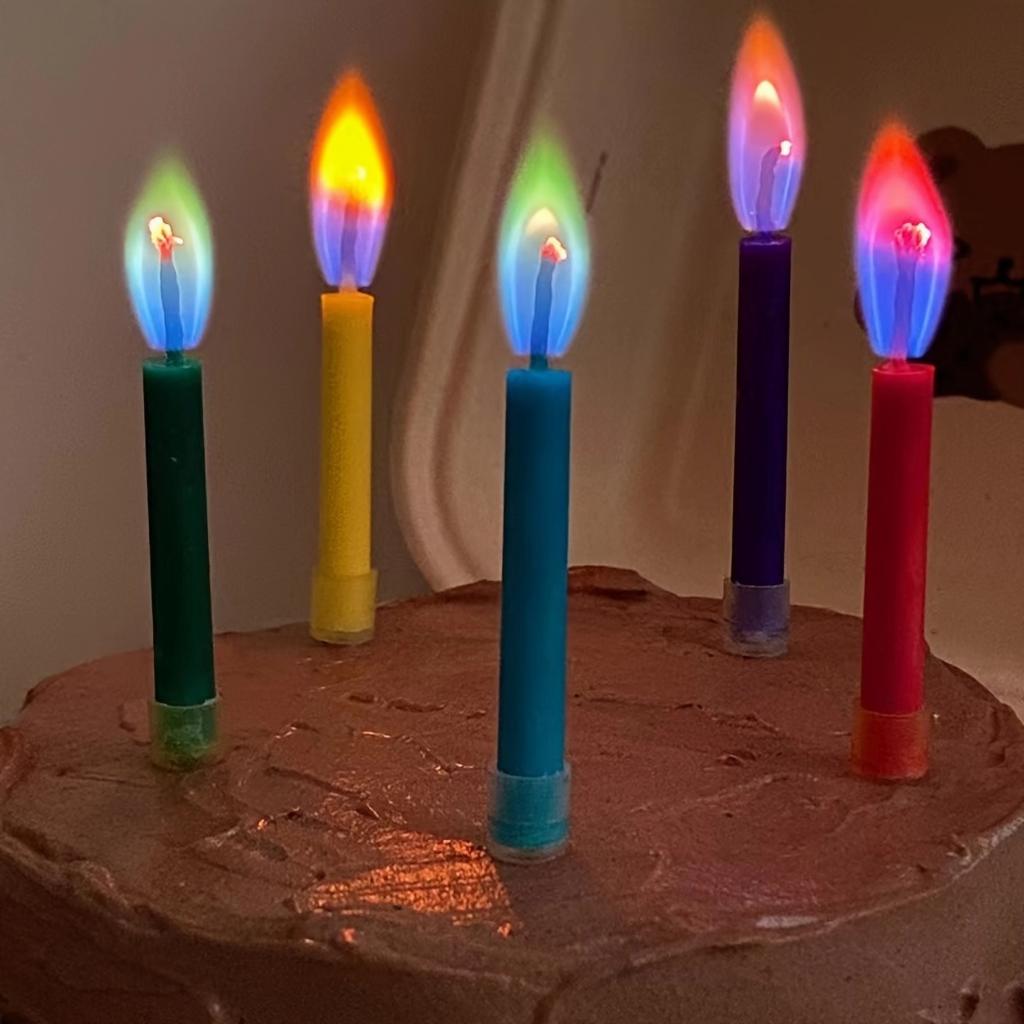 Colorful Flame Candles,Birthday Cake Decoration Plug-in Creative Rainbow Candles,Cake Atmosphere Candle Decoration