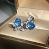 Newest  Silver Inlaid Earrings Female Natural Blue Topaz Bow Earrings For Ladies Birthday Wedding Party Jewelry Gifts
