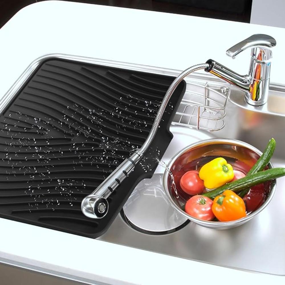 Nonslip Kitchen Dish Drainer Pad Large Size Dish Drying Mat Silicone Draining Board Mat Countertop