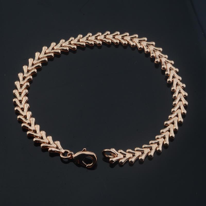 Bracciale a catena maglia V in oro rosa 14K 585 per donna e uomo 20 cm Gioiello Elegante