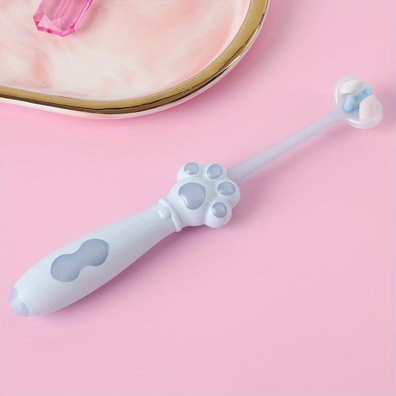 3-Sided Soft Bristle Pet Toothbrush, Cat Paw Shaped Dental Cleaning Brush for Dogs Cats