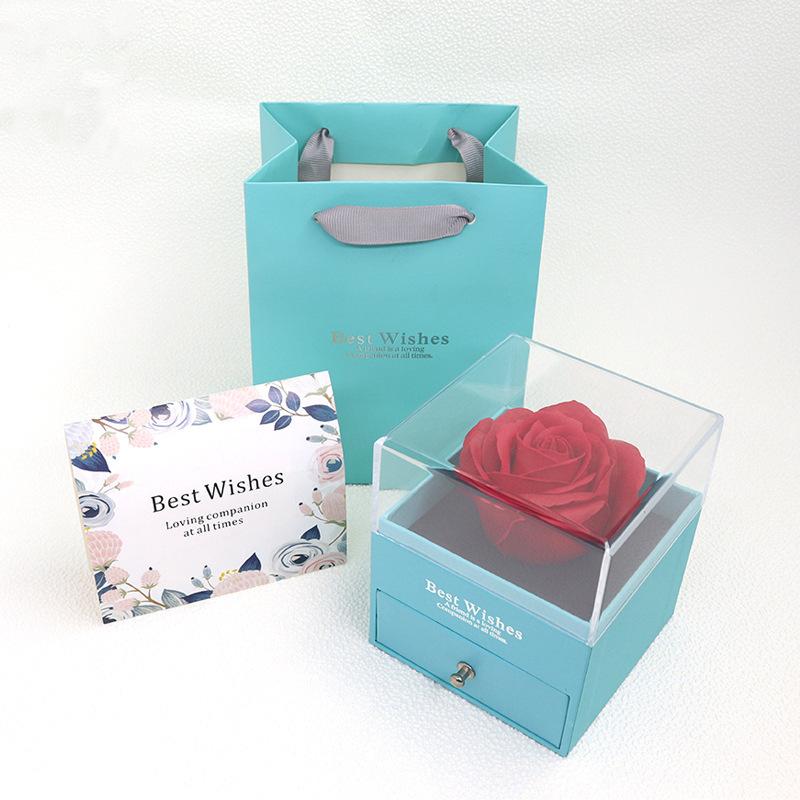 Collane con ciondolo in zircone rosso di lusso con scatola regalo con fiore di rosa per fidanzata, regalo per donne, ti amo, regalo romantico per anniversario, compleanno, matrimonio