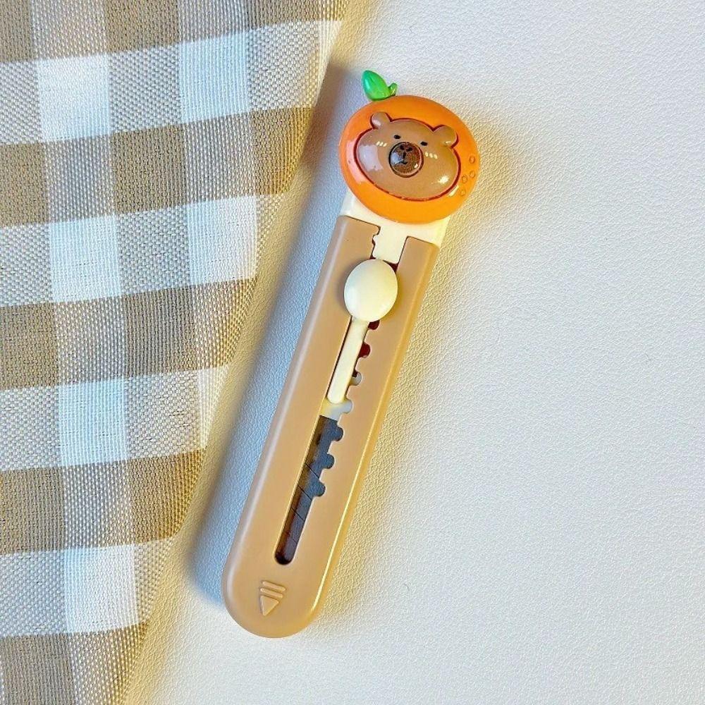 

Mini Paper Cutting Tool Cartoon Retractable Letter Opener Cute Bear Head Cutter B