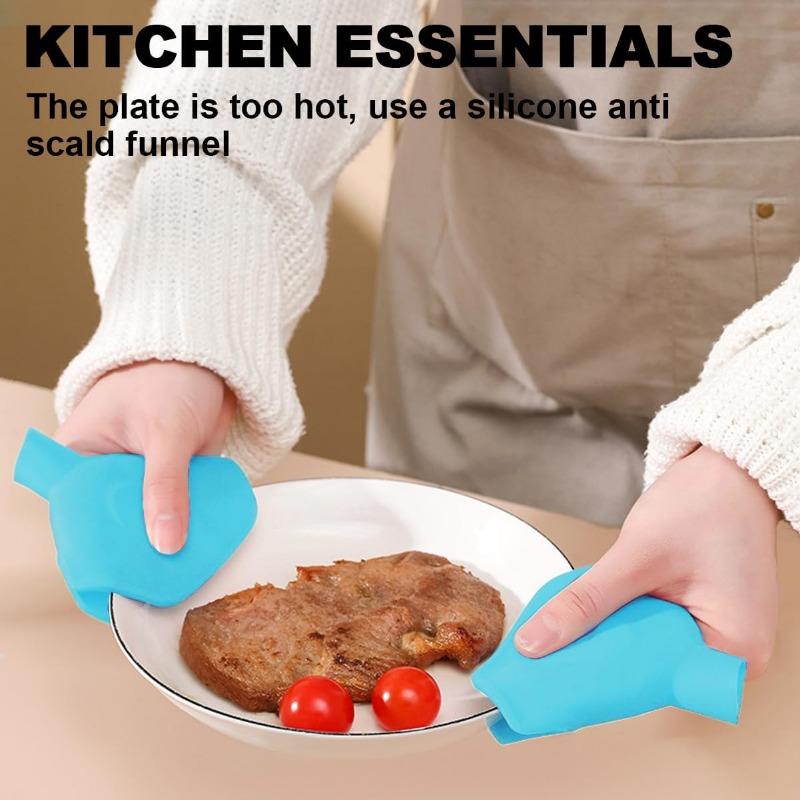 Multifunctional Silicone Funnel Set with Insulation Clamp - Fan-Shaped Aperture Funnel & Anti-Scalding Clip for Kitchen Dishes, Easy To Use