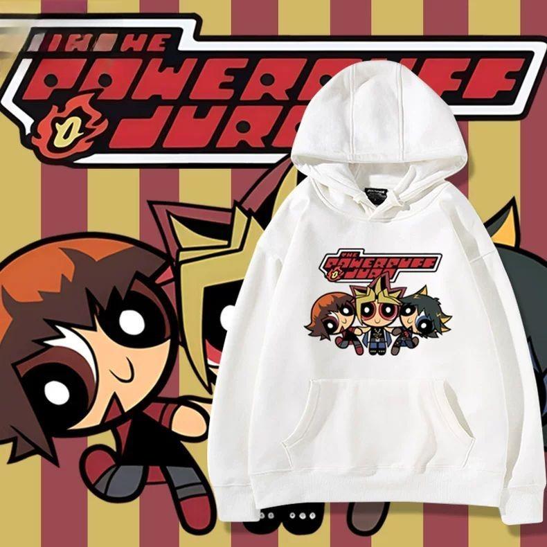 The Yu-Gi-Oh! Anime Collaboration Powerpuff Girls Hooded Sweatshirt Is Loose and Printed in Pure Cotton for Both Men and Women