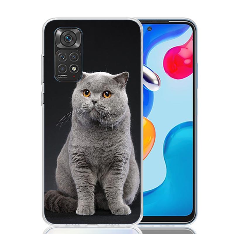 Coque de téléphone pour chat British Shorthair pour Xiaomi Redmi Note 15 14 13 12S 12 Pro Plus 11S 11E 11 11T 10S 10 Motif artistique doux Rouge