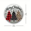Iron Wall Art Merry Christmas Tree Wreath Leopard Print Durable Metal Decor Indoor Outdoor