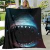 Coperta morbida in flanella con squali cartoni animati 3D, coperta da divano per soggiorno, camera da letto, letto, divano, copertura per picnic