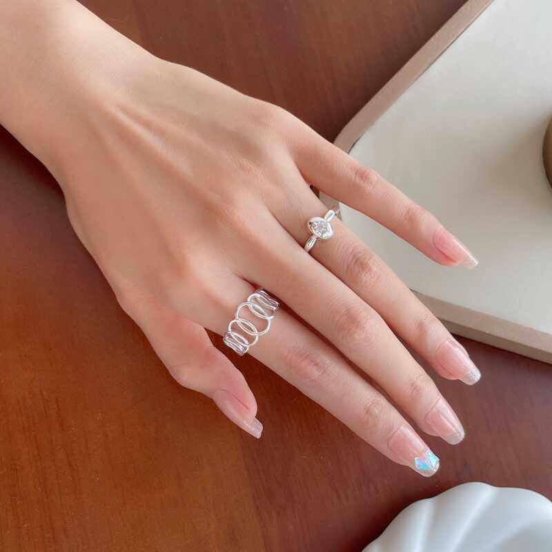 Geometric Hollow Croissant Open Ring for Women - Trendy, Unique Design for Index Finger
