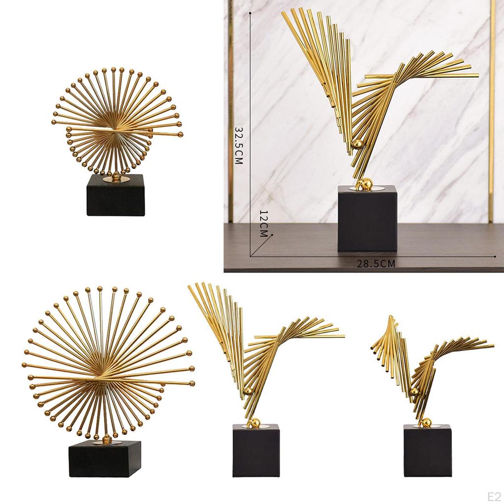 Geometric Figurines Home Decoration Novelty Feng Shui Golden Statue Ornaments for Desk Bookshelf