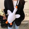 Borsa a Spalla a Forma di Anatra Cartone Animato Peluche con Chiusura a Zip per Uso Quotidiano Casual