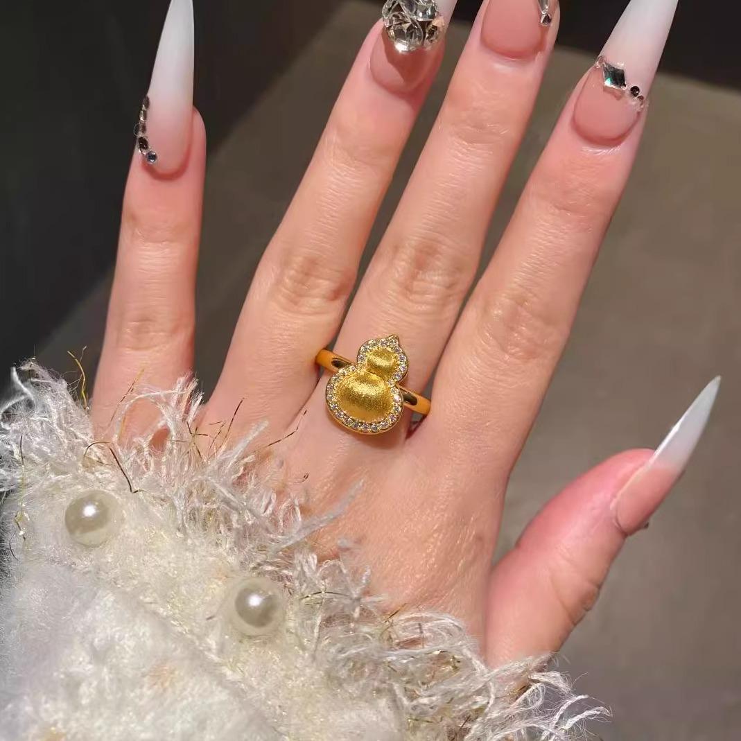 

Традиционное китайское кольцо-горлянка, нарисованное от руки: Маленький, Броский Золотой Дизайн Adjustable Opening