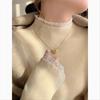 Elegant Fashion Lace Knitted Bottoming Shirt for Women Autumn and Winter Semi-turtleneck Pullover Sweaters Long Sleeve Slim Fit Clothes 2524