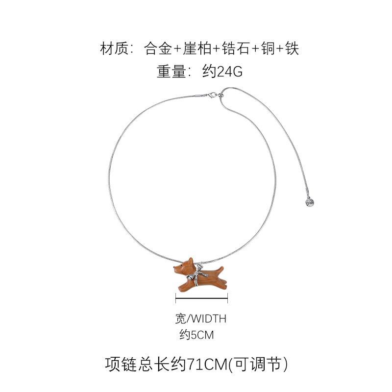 Wooden Dachshund Dog Pendant Necklace Casual Temperament Clavicle Chain Original Design Versatile Clavicle Chain Neck Chain Female