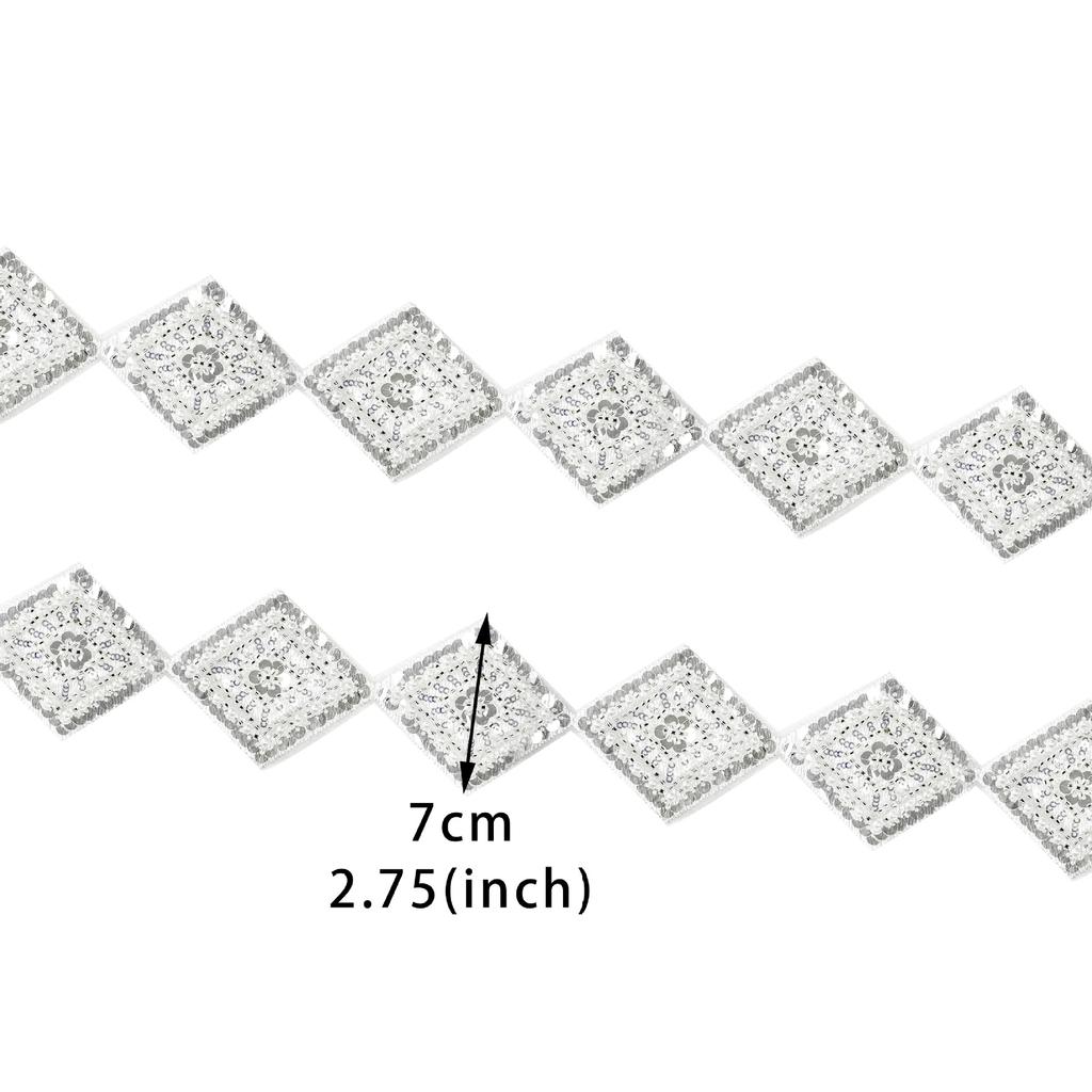 7Cm Silver Rhombus Sequined Beads Barcode Clothing Skirt Belt Cuffs Decorative Lace Accessories