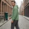 Fashionable Waffle Knit Hoodie Men's Hooded Jacket, Solid Zip Up with Adjustable Lightweight Athletic Outerwear Hood & Pockets, Long Sleeve