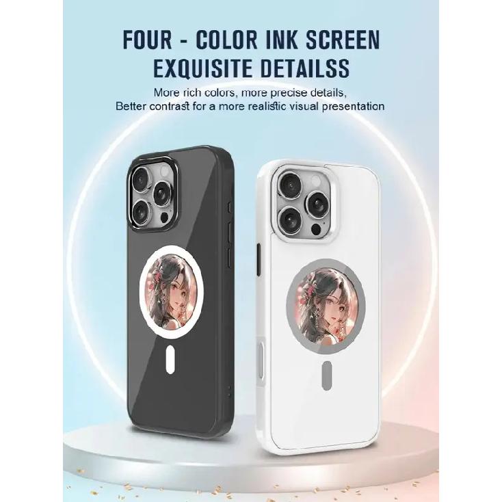 2.53 inches E-ink phone case photos Display Wireless transmission DIY screen for iphone 16/15/14/13 Round Support Magsafe