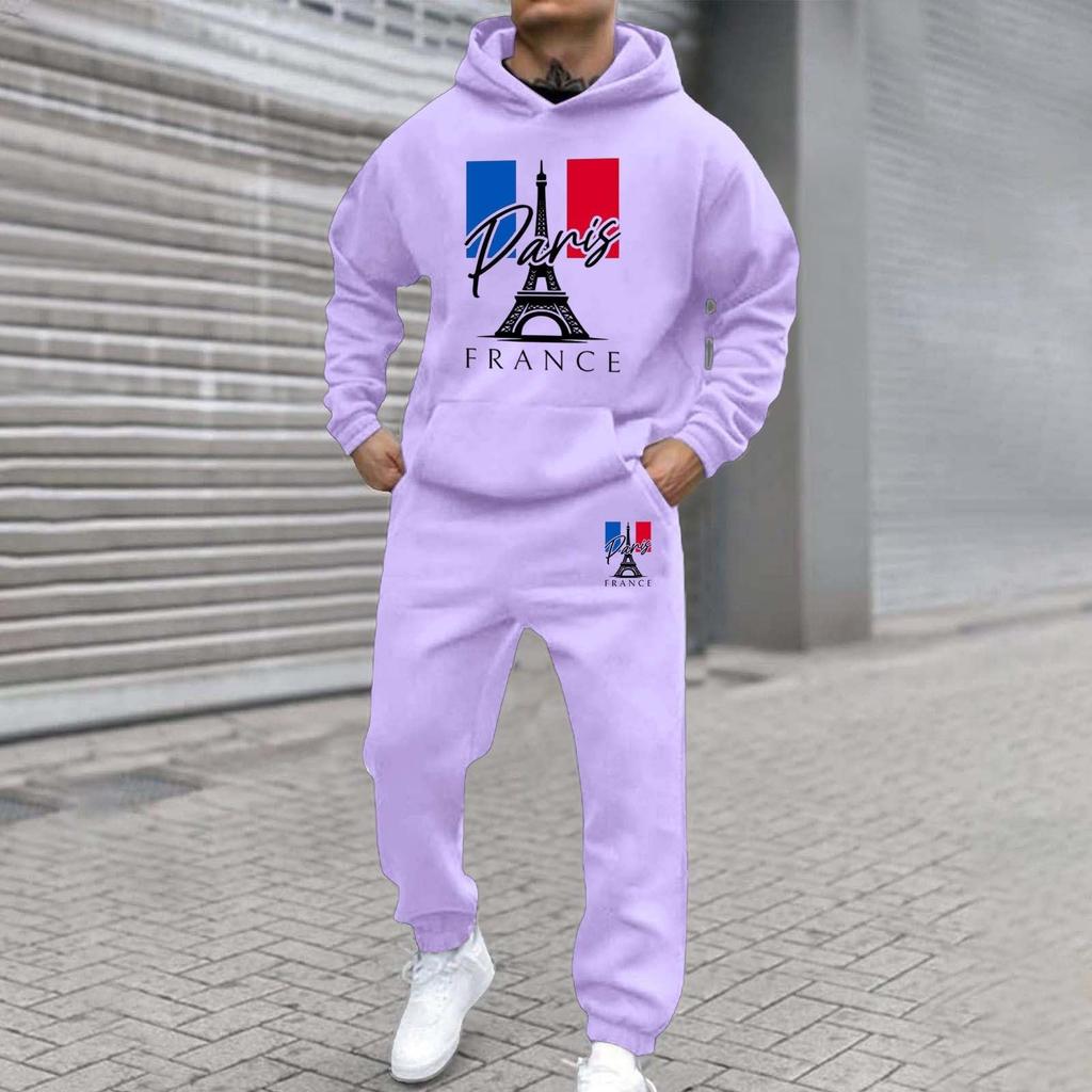 Men'S Stand Up Collar Button Casual Long Sleeved Shirt Long Pants Sports Suit