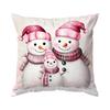 Christmas Pink Snowman Pillowcase Printed Polyester 40/45/50Cm Throw Pillowcover Decor Sofa Cushion Pillowslip Home Decor