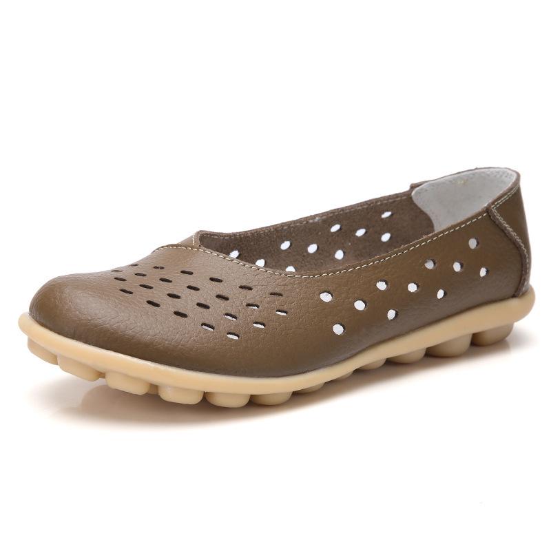 Damen Freizeitschuhe aus Leder mit Aussparungen und weicher Sohle für Winter und Herbst