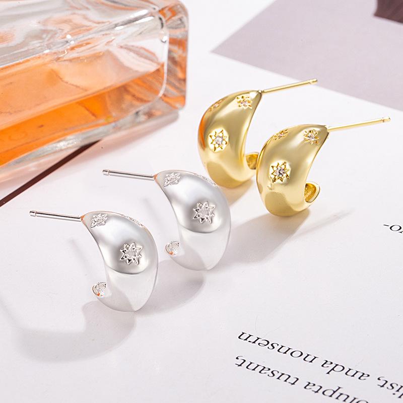 925 Sterling Silver French Vintage Watedrop Crystal Hoop Earrings For Women Korean Wedding Party Jewelry Gift Female Pendientes