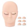 Lash Mannequin Head Makeup Eyelash Extension Practice Doll Head with 3 Pairs Removable Eyelids Double Layer Lashes