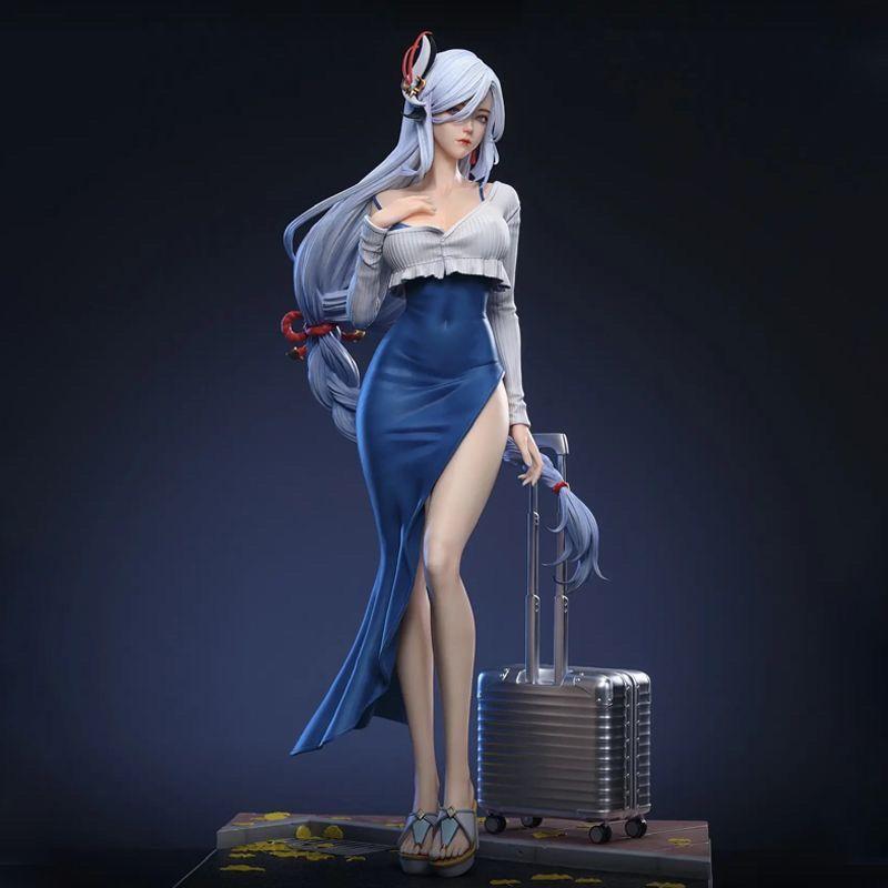 48cm Anime Genshin Impact Figures GK Shenhe Action Figures Ice Girl PVC Collection Model Ornament Toys Desktop Decoration Gifts