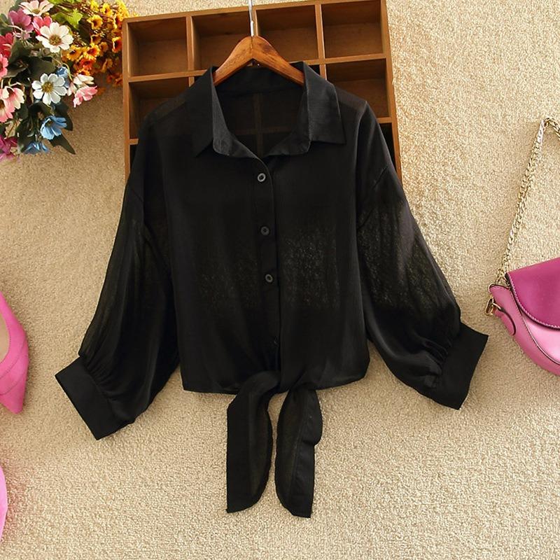 Summer Chiffon Thin Jacket Loose Short Three-quarter Sleeve Shawl Cardigan Sunscreen Shirt Top