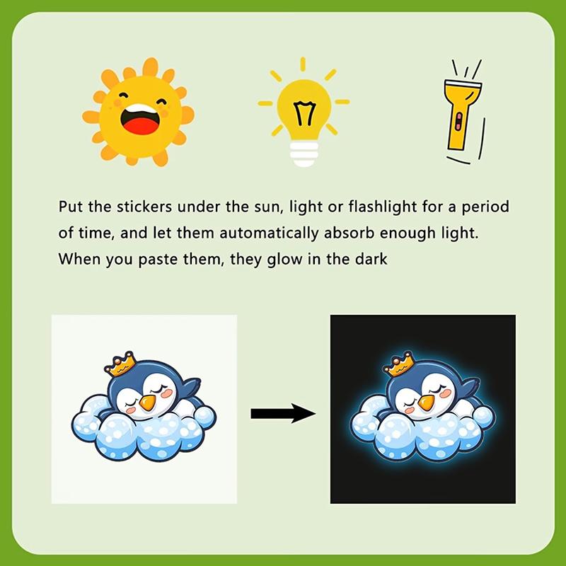 Cute Glow-In-The-Dark Penguin Toilet Sticker Glow Blue Wall Stickers Home Bathroom Decor Self-Adhesive Removable Decal